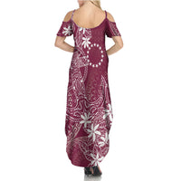 Maroon Kuki Airani Tapakau Family Matching Summer Maxi Dress and Hawaiian Shirt Tribal Anchor Mix Tiare