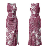 Maroon Kuki Airani Tapakau Family Matching Tank Maxi Dress and Hawaiian Shirt Tribal Anchor Mix Tiare LT7 Mom's Dress Maroon - Polynesian Pride