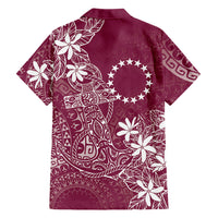 Maroon Kuki Airani Tapakau Family Matching Tank Maxi Dress and Hawaiian Shirt Tribal Anchor Mix Tiare LT7 Dad's Shirt - Long Sleeve Maroon - Polynesian Pride