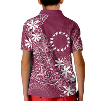 Maroon Kuki Airani Tapakau Kid Polo Shirt Tribal Anchor Mix Tiare LT7 - Polynesian Pride