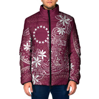 Maroon Kuki Airani Tapakau Padded Jacket Tribal Anchor Mix Tiare LT7 Men Maroon - Polynesian Pride