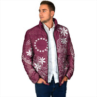 Maroon Kuki Airani Tapakau Padded Jacket Tribal Anchor Mix Tiare LT7 - Polynesian Pride