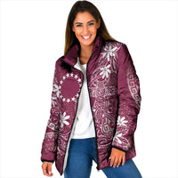 Maroon Kuki Airani Tapakau Padded Jacket Tribal Anchor Mix Tiare LT7 Women Maroon - Polynesian Pride