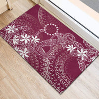 Maroon Kuki Airani Tapakau Rubber Doormat Tribal Anchor Mix Tiare