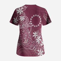 Maroon Kuki Airani Tapakau Scrub Top Tribal Anchor Mix Tiare LT7 - Polynesian Pride