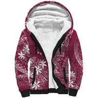 Maroon Kuki Airani Tapakau Sherpa Hoodie Tribal Anchor Mix Tiare
