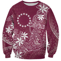 Maroon Kuki Airani Tapakau Sweatshirt Tribal Anchor Mix Tiare