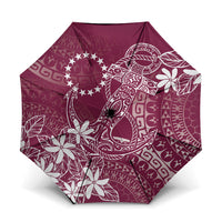 Maroon Kuki Airani Tapakau Umbrella Tribal Anchor Mix Tiare LT7 One Size Folded 11.42 inch Opened Diameter 37.4 inch Maroon - Polynesian Pride