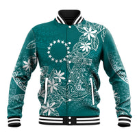 Teal Kuki Airani Tapakau Baseball Jacket Tribal Anchor Mix Tiare LT7 Unisex Teal - Polynesian Pride