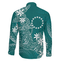 Teal Kuki Airani Tapakau Family Matching Long Sleeve Bodycon Dress and Hawaiian Shirt Tribal Anchor Mix Tiare LT7 Son's Shirt Teal - Polynesian Pride