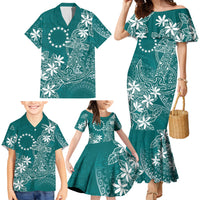 Teal Kuki Airani Tapakau Family Matching Mermaid Dress and Hawaiian Shirt Tribal Anchor Mix Tiare LT7 - Polynesian Pride