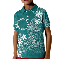 Teal Kuki Airani Tapakau Kid Polo Shirt Tribal Anchor Mix Tiare