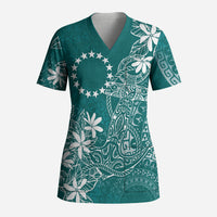 Teal Kuki Airani Tapakau Scrub Top Tribal Anchor Mix Tiare LT7 Adult Teal - Polynesian Pride