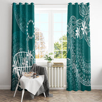 Teal Kuki Airani Tapakau Window Curtain Tribal Anchor Mix Tiare