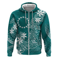 Teal Kuki Airani Tapakau Zip Hoodie Tribal Anchor Mix Tiare