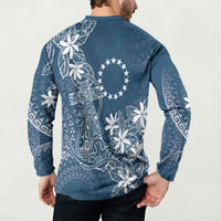 Navy Kuki Airani Tapakau Button Sweatshirt Tribal Anchor Mix Tiare