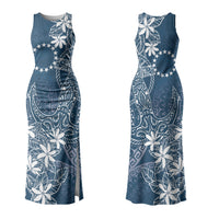 Navy Kuki Airani Tapakau Couples Matching Tank Maxi Dress and Hawaiian Shirt Tribal Anchor Mix Tiare LT7 - Polynesian Pride