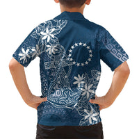 Navy Kuki Airani Tapakau Family Matching Long Sleeve Bodycon Dress and Hawaiian Shirt Tribal Anchor Mix Tiare