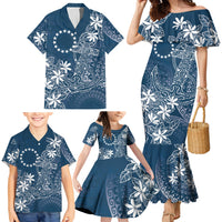 Navy Kuki Airani Tapakau Family Matching Mermaid Dress and Hawaiian Shirt Tribal Anchor Mix Tiare LT7 - Polynesian Pride