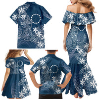 Navy Kuki Airani Tapakau Family Matching Mermaid Dress and Hawaiian Shirt Tribal Anchor Mix Tiare LT7 Mom's Dress Navy - Polynesian Pride