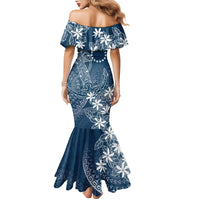 Navy Kuki Airani Tapakau Family Matching Mermaid Dress and Hawaiian Shirt Tribal Anchor Mix Tiare