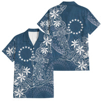 Navy Kuki Airani Tapakau Family Matching Off Shoulder Short Dress and Hawaiian Shirt Tribal Anchor Mix Tiare LT7 Dad's Shirt - Short Sleeve Navy - Polynesian Pride