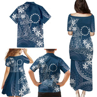 Navy Kuki Airani Tapakau Family Matching Puletasi and Hawaiian Shirt Tribal Anchor Mix Tiare
