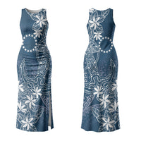 Navy Kuki Airani Tapakau Family Matching Tank Maxi Dress and Hawaiian Shirt Tribal Anchor Mix Tiare LT7 Mom's Dress Navy - Polynesian Pride