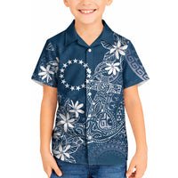 Navy Kuki Airani Tapakau Kid Hawaiian Shirt Tribal Anchor Mix Tiare LT7 Kid Navy - Polynesian Pride