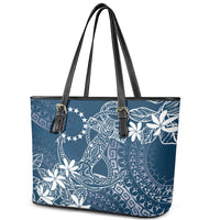 Navy Kuki Airani Tapakau Leather Tote Bag Tribal Anchor Mix Tiare