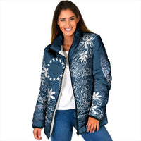 Navy Kuki Airani Tapakau Padded Jacket Tribal Anchor Mix Tiare LT7 Women Navy - Polynesian Pride