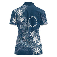 Navy Kuki Airani Tapakau Women Polo Shirt Tribal Anchor Mix Tiare