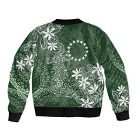 Sage Green Kuki Airani Tapakau Bomber Jacket Tribal Anchor Mix Tiare