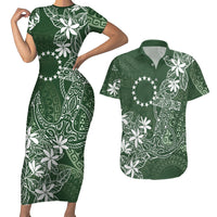 Sage Green Kuki Airani Tapakau Couples Matching Short Sleeve Bodycon Dress and Hawaiian Shirt Tribal Anchor Mix Tiare LT7 Sage Green - Polynesian Pride