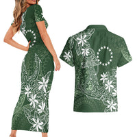Sage Green Kuki Airani Tapakau Couples Matching Short Sleeve Bodycon Dress and Hawaiian Shirt Tribal Anchor Mix Tiare LT7 - Polynesian Pride