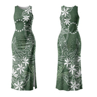 Sage Green Kuki Airani Tapakau Couples Matching Tank Maxi Dress and Long Sleeve Button Shirt Tribal Anchor Mix Tiare LT7 - Polynesian Pride