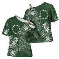 Sage Green Kuki Airani Tapakau Cross Shoulder Shirt Tribal Anchor Mix Tiare