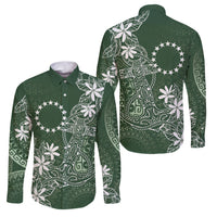 Sage Green Kuki Airani Tapakau Family Matching Long Sleeve Bodycon Dress and Hawaiian Shirt Tribal Anchor Mix Tiare LT7 Dad's Shirt - Long Sleeve Sage Green - Polynesian Pride