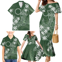Sage Green Kuki Airani Tapakau Family Matching Mermaid Dress and Hawaiian Shirt Tribal Anchor Mix Tiare LT7 - Polynesian Pride
