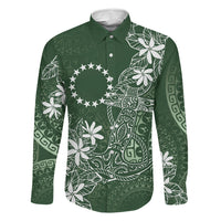Sage Green Kuki Airani Tapakau Family Matching Off The Shoulder Long Sleeve Dress and Hawaiian Shirt Tribal Anchor Mix Tiare LT7 Daughter's Dress Sage Green - Polynesian Pride
