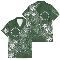 Sage Green Kuki Airani Tapakau Family Matching Off Shoulder Short Dress and Hawaiian Shirt Tribal Anchor Mix Tiare LT7 Dad's Shirt - Short Sleeve Sage Green - Polynesian Pride
