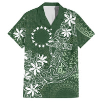 Sage Green Kuki Airani Tapakau Family Matching Short Sleeve Bodycon Dress and Hawaiian Shirt Tribal Anchor Mix Tiare LT7 Dad's Shirt - Short Sleeve Sage Green - Polynesian Pride
