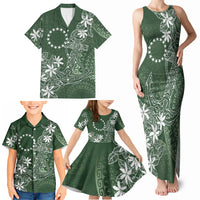 Sage Green Kuki Airani Tapakau Family Matching Tank Maxi Dress and Hawaiian Shirt Tribal Anchor Mix Tiare LT7 - Polynesian Pride