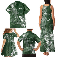 Sage Green Kuki Airani Tapakau Family Matching Tank Maxi Dress and Hawaiian Shirt Tribal Anchor Mix Tiare