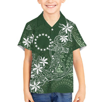 Sage Green Kuki Airani Tapakau Kid Hawaiian Shirt Tribal Anchor Mix Tiare LT7 Kid Sage Green - Polynesian Pride