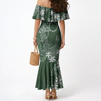 Sage Green Kuki Airani Tapakau Mermaid Dress Tribal Anchor Mix Tiare LT7 - Polynesian Pride