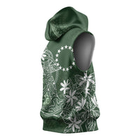 Sage Green Kuki Airani Tapakau Sleeveless Hoodie Tribal Anchor Mix Tiare