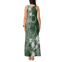 Sage Green Kuki Airani Tapakau Tank Maxi Dress Tribal Anchor Mix Tiare LT7 - Polynesian Pride