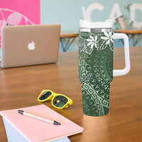 Sage Green Kuki Airani Tapakau Tumbler With Handle Tribal Anchor Mix Tiare LT7 - Polynesian Pride