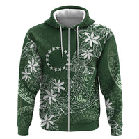 Sage Green Kuki Airani Tapakau Zip Hoodie Tribal Anchor Mix Tiare LT7 Zip Hoodie Sage Green - Polynesian Pride